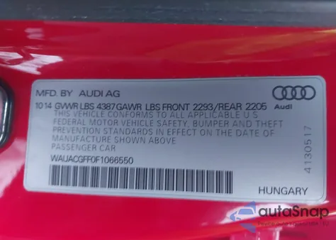 2015 Audi A3 1.8T Premium из США, поврежденный, VIN WAUACGFF0F1066550